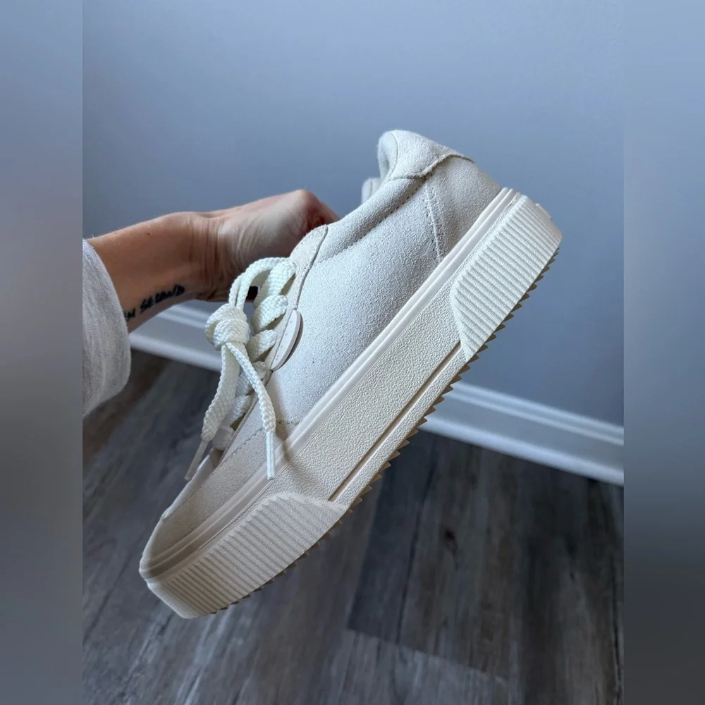 Reef Lay Day Lift Leather Boho Platform Casual Sneakers Beige Cream New Size 8.5 - Picture 4 of 16